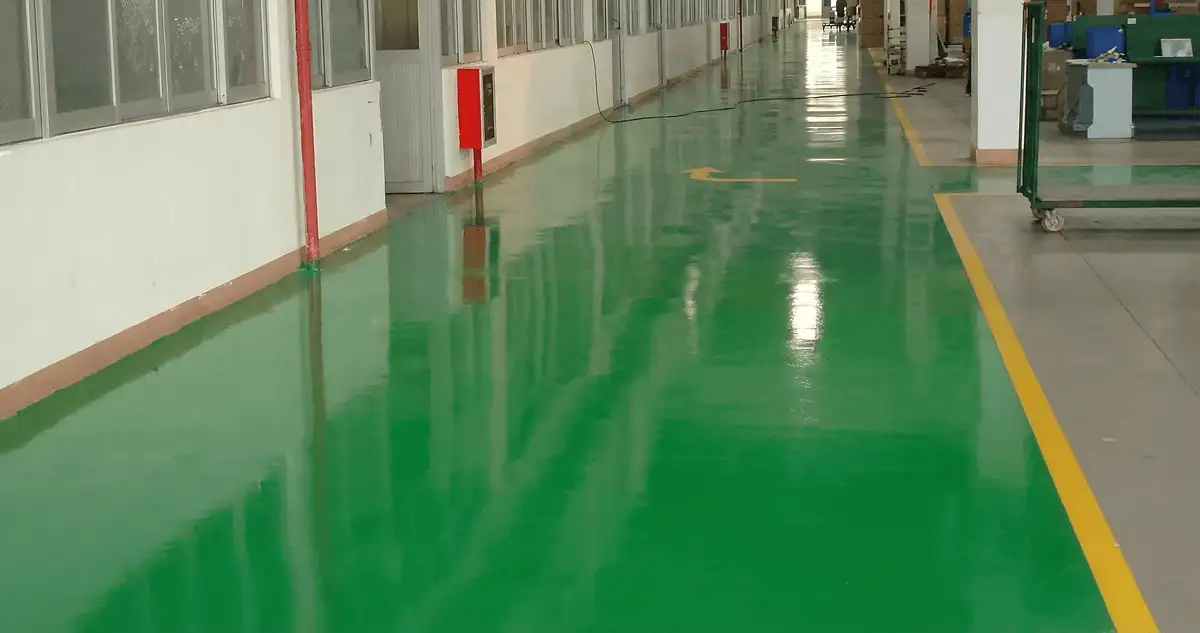 A factory floor professionally covered and marked with epoxy flooring in Anchorage, AK