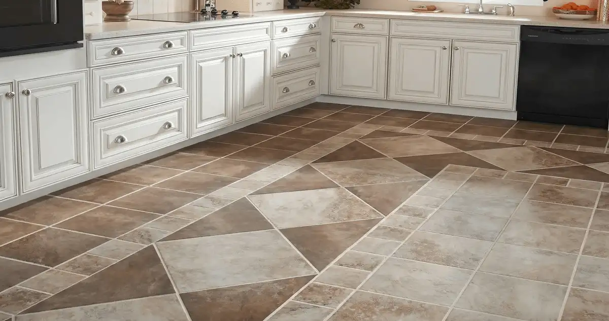 Kitchen with white cabinets and a professionally installed tile floor in Anchorage, AK